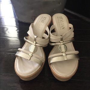 Italian Shoemakers Wedge gold sandals